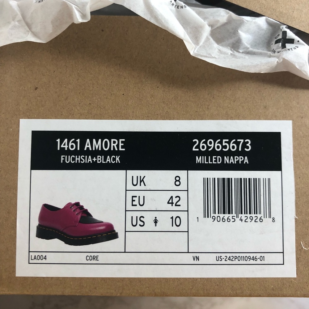 NWT Rare Dr. Doc Martens 1461 Amore Heart Leather Oxford Shoes Pink Size 10 - Picture 7 of 13